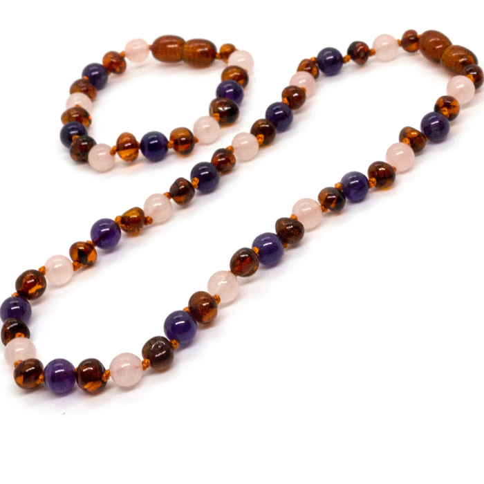 Amber and amethyst teething sales necklace