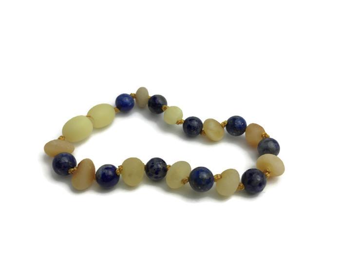 ADHD Arthritis Carpal Tunnel Raw Milk Lapis Amber Bracelet