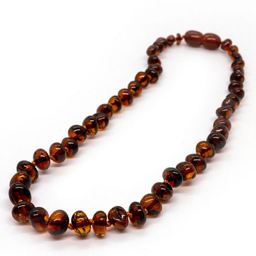 Polished Cognac Baltic Amber Teething Necklace | Baltic Essentials