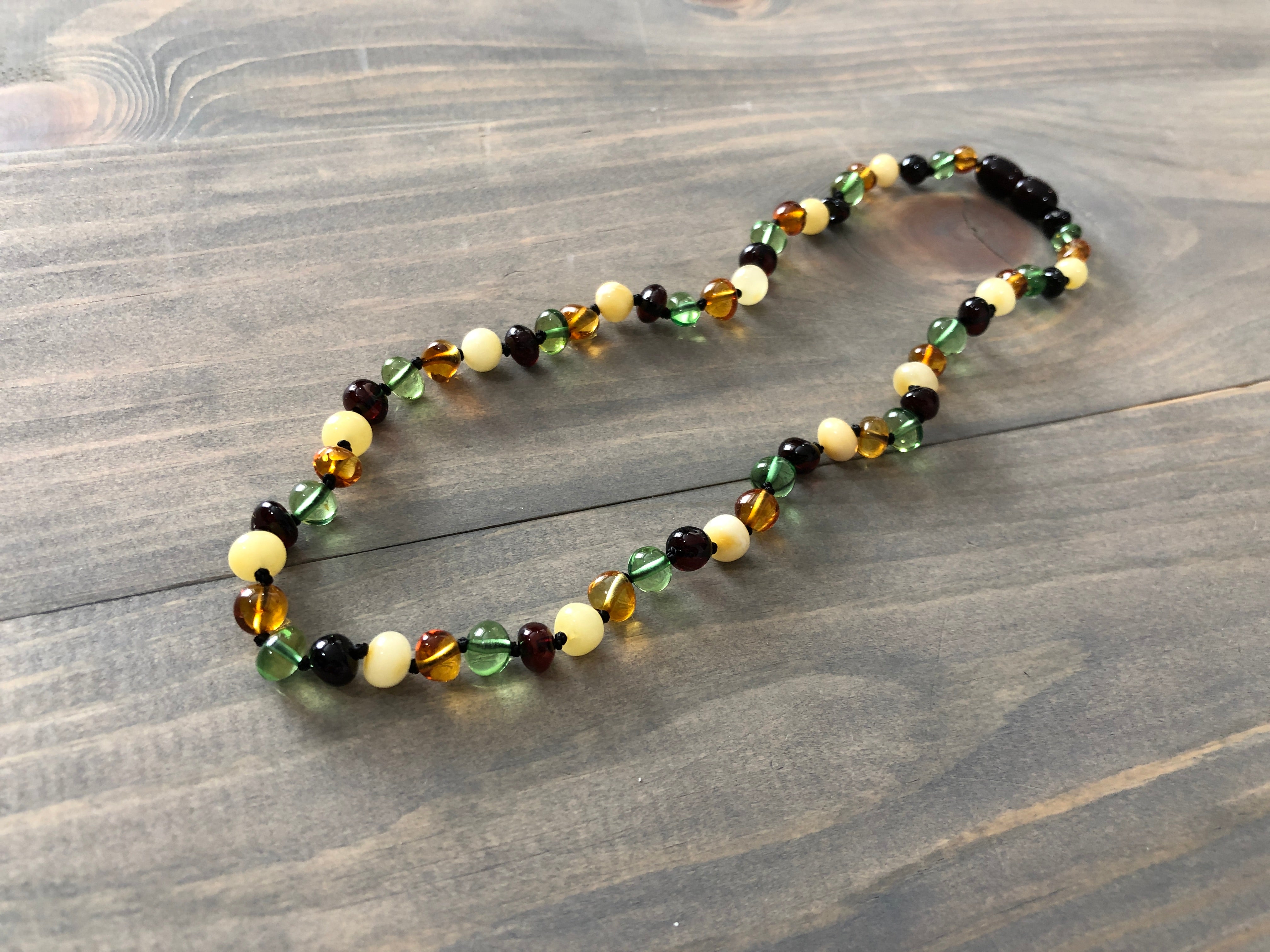 Polished Caribbean Baltic Amber Necklace Newborn 11 12.5 inch