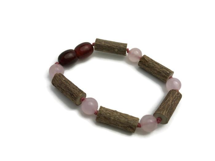 Pink 5.5 Inch Hazelwood Rose Quartz Bracelet GERD Colic Eczema