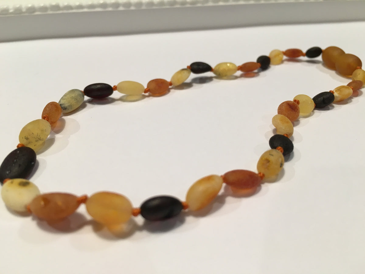 11 in Baltic Amber Necklace Raw Multi Bean Amber Baby Infant Toddler