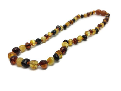 Polished Multi Baltic Amber Necklace for Baby, Infant, Toddler